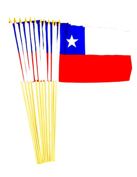 Chile Polyester Stick Flag - 12"x18" - 12 flags