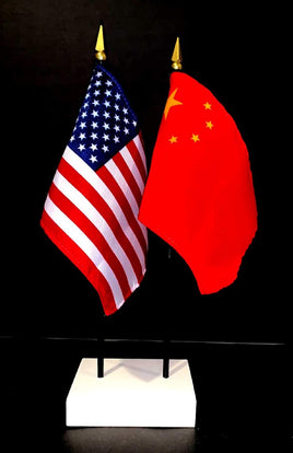 China and US Flag Desk Set