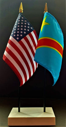 Congo, Democratic and US Flag Desk Set