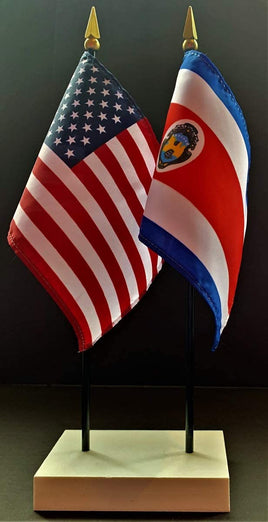 Costa Rica and US Flag Desk Set