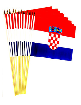 Croatia Polyester Stick Flag - 12"x18" - 12 flags