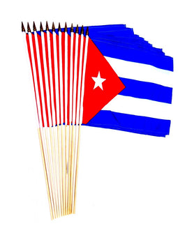 Cuba Polyester Stick Flag - 12"x18" - 12 flags