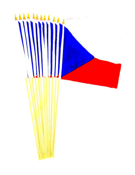 Czech Republic Polyester Stick Flag - 12"x18" - 12 flags
