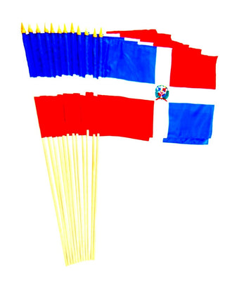 Dominican Republic Polyester Stick Flag - 12"x18" - 12 flags