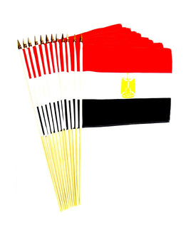 Egypt Polyester Stick Flag - 12"x18" - 12 flags