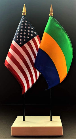 Gabon and US Flag Desk Set