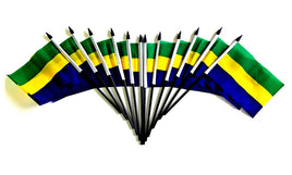 Gabon Polyester Miniature Flags - 12 Pack