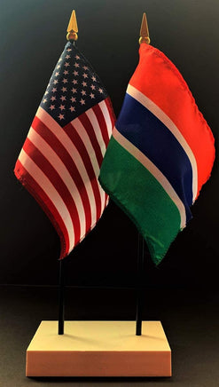 Gambia and US Flag Desk Set