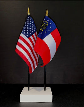 Georgia and US Flag Desk Set
