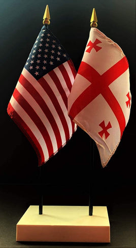 Georgia Republic and US Flag Desk Set