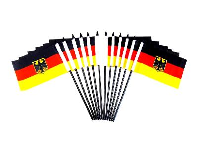 Germany with Eagle Polyester Miniature Flags - 12 Pack
