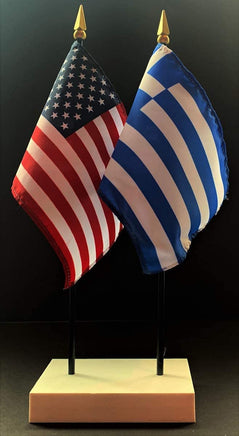 Greece and US Flag Desk Set