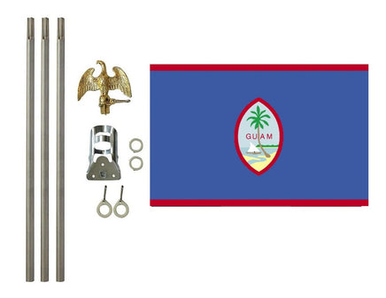 3'x5' Guam Polyester Flag with 6' Flagpole Kit