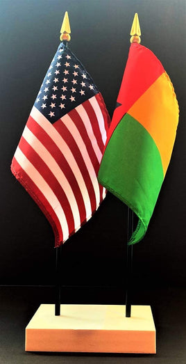 Guinea Bissau and US Flag Desk Set