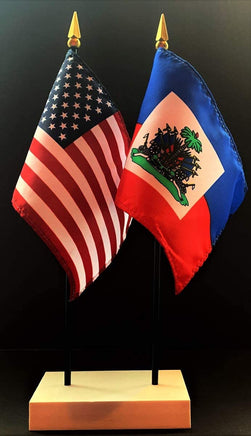 Haiti and US Flag Desk Set