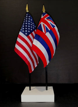 Hawaii and US Flag Desk Set
