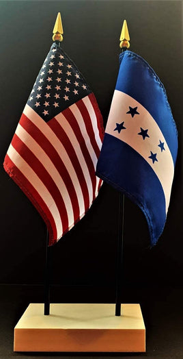 Honduras and US Flag Desk Set