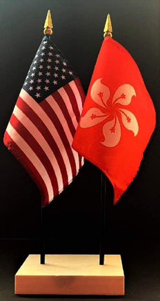 Hong Kong and US Flag Desk Set