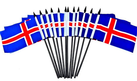 Iceland Polyester Miniature Flags - 12 Pack