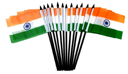 India Polyester Miniature Flags - 12 Pack