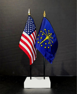 Indiana and US Flag Desk Set