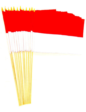 Indonesia Polyester Stick Flags - 12"x18" - 12 flags