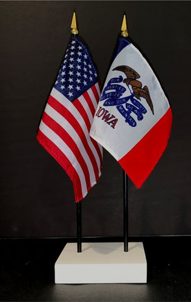 Iowa and US Flag Desk Set