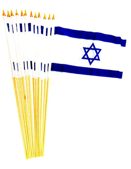 Israel Polyester Stick Flag - 12"x18" - 12 flags