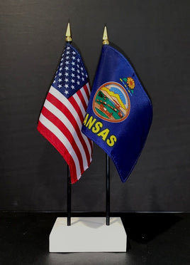 Kansas and US Flag Desk Set