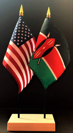 Kenya and US Flag Desk Set