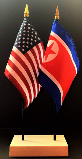 Korea, North and US Flag Desk Set