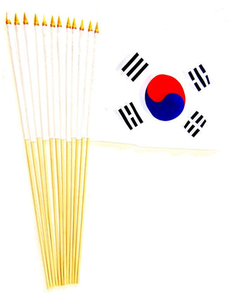 Korea, South Polyester Stick Flag - 12"x18" - 12 flags