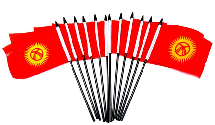 Kyrgyzstan Polyester Miniature Flags - 12 Pack
