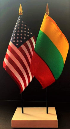 Lithuania and US Flag Desk Set