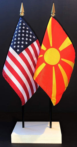 Macedonia and US Flag Desk Set