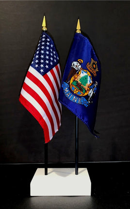 Maine and US Flag Desk Set
