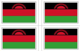 Malawi (RED SUN) Current Flag Stickers - 50 per sheet