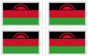 Malawi (RED SUN) Current Flag Stickers - 50 per sheet
