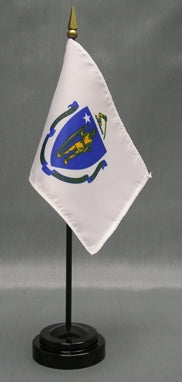 Massachusetts Miniature Table Flag - Deluxe