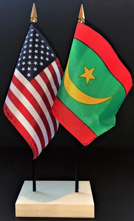 Mauritania and US Flag Desk Set