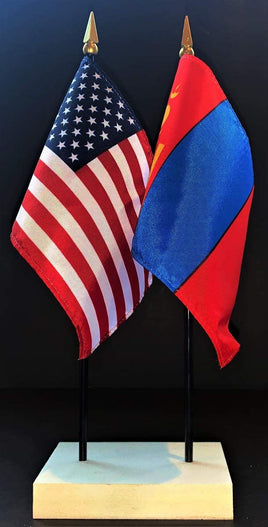 Mongolia and US Flag Desk Set