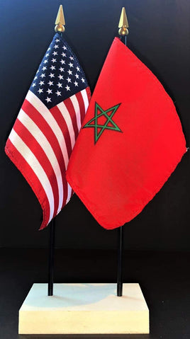 Morocco and US Flag Desk Set