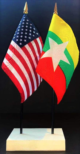 Myanmar and US Flag Desk Set