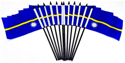 Nauru Polyester Miniature Flags - 12 Pack