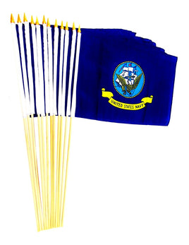 Navy Polyester Stick Flags - 12"x18"