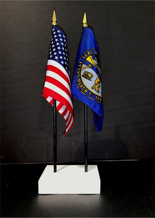 Nebraska and US Flag Desk Set