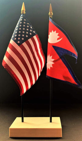 Nepal and US Flag Desk Set