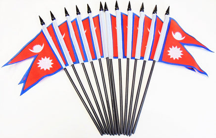 Nepal Polyester Miniature Flags - 12 Pack
