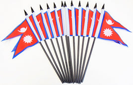 Nepal Polyester Miniature Flags - 12 Pack