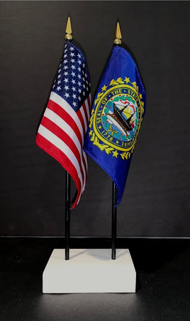 New Hampshire and US Flag Desk Set